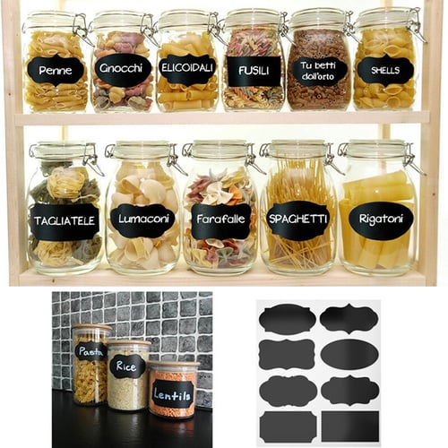 13 Pcs Jar Stickers Kitchen Waterproof Bottle Tags Spice Labels Home Chalkboard Blackboard Labels Stickers