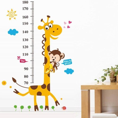 Kids Height Chart Wall Sticker Cartoon Giraffe Height Ruler Home Decor Wallpaper