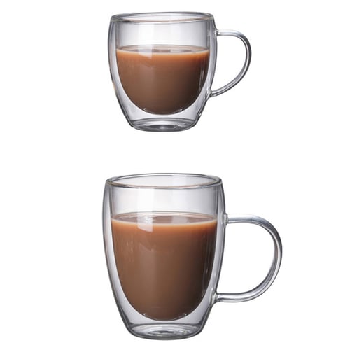 Coffee Mugs Double Handle Drinking Insulation Wall Glass Tea Cup Drink Ware Milk
