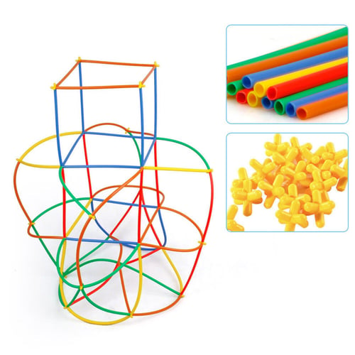 For Gift 100X DIY Straw Joint Building Blocks Kids Construction Development Toys 