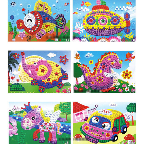 Mosaics Creative Puzzles Animals Arts Craft Stickers for Kid Educational Toy New 