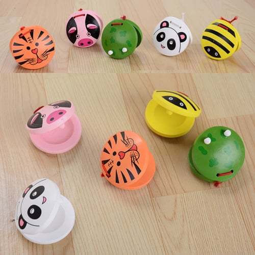 Children Set of 2 Wooden Bee Animal Castanets Percussion Musical Instrument!