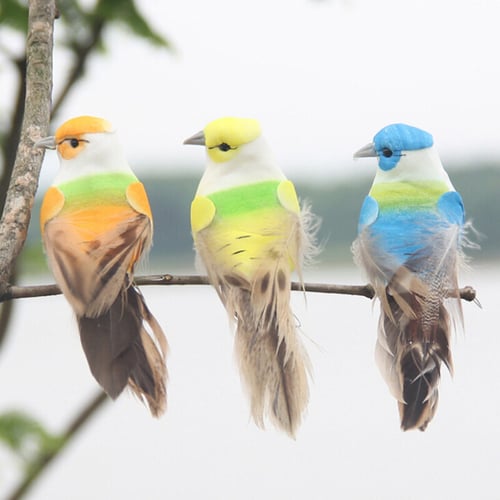 12Pcs Artificial Foam Feather Birds DIY Crafts Ornaments Home Garden Decor 