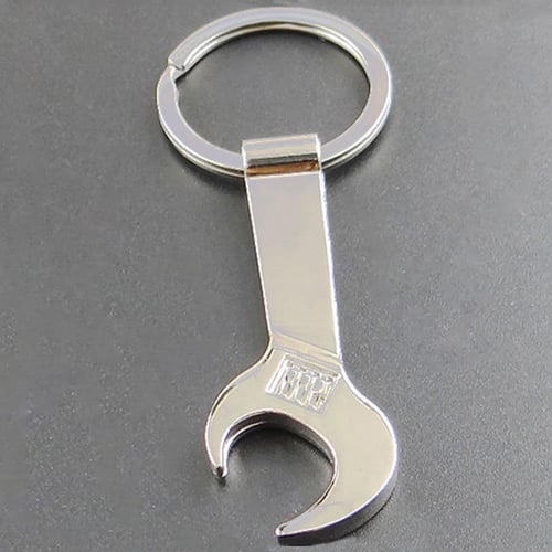 1x New Wrench Shape Bottle Opener Silver Key Ring Chain Keychain Keyfob Opener 