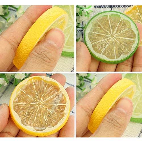 10pcs Artificial Plastic Lemon Slices Lifelike Fake Fruit Props Home Party Decor 