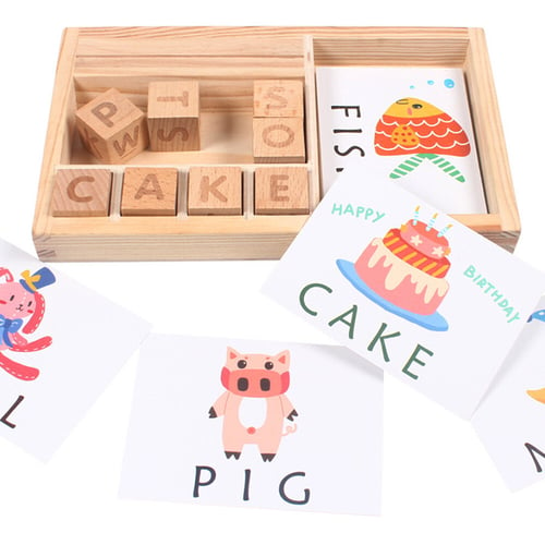 Wooden Cardboard English Spelling Alphabet Game Early Education Educational Toys 
