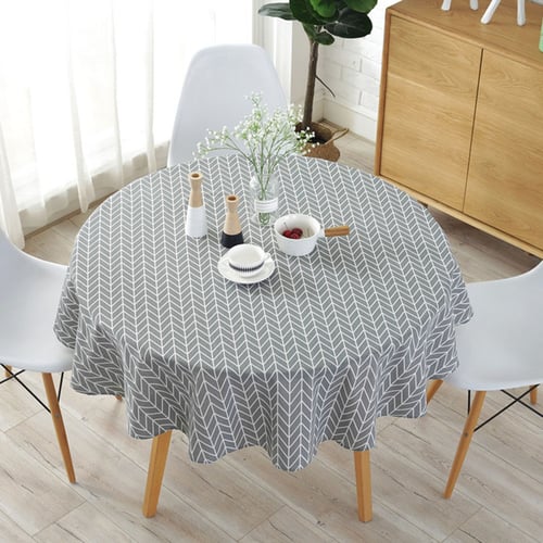 Home Tablecloth Decorative Cotton Linen, Round Dining Table With Runner