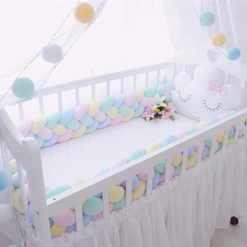 Infant Bed Woven Twist Plush Bumper Baby Crib Cot Bedding Pillow Pad Protector 