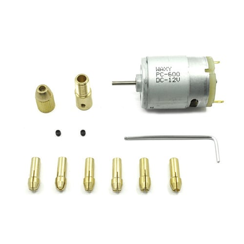 Micro Motor Part Drill Collet Electric Set PCB Tool DC 12V 500mA 5x 0.5-3mm Kit 