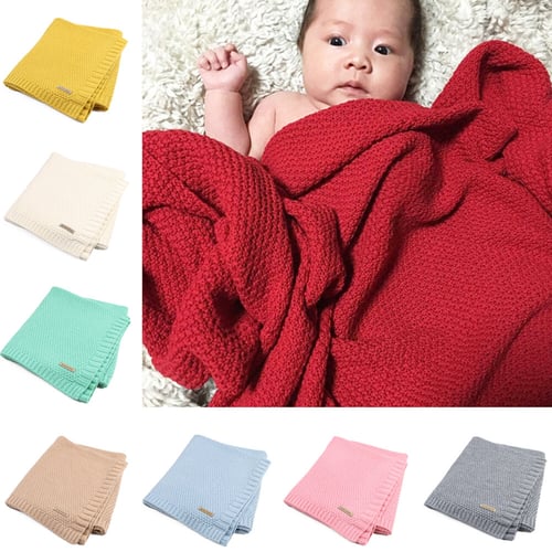 Baby Blanket Knitted Newborn Infant Swaddle Wrap Soft Toddler Sofa Bed Rug Quilt 