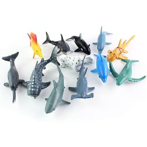 24 X Ocean Animals Figures Model Toys Sea Creatures Dolphin Turtle Whale Plastic 