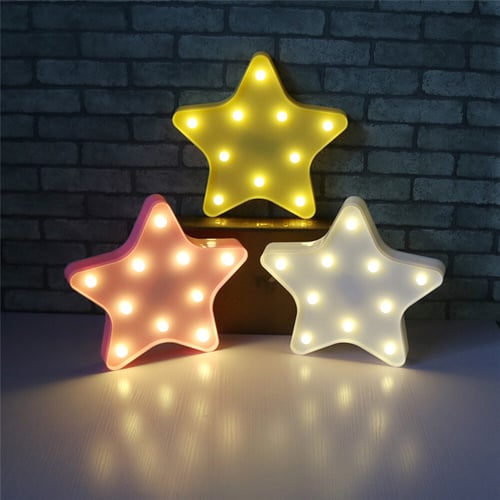 Cute 3D LED Night Light Star Moon Wall Desktop Baby Kids Room Nursery Lamp Decor 
