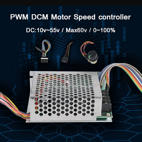 DC10V-55V 12V 24V 48V 60A PWM DC Motor Speed Controller CW CCW Reversible Switch 