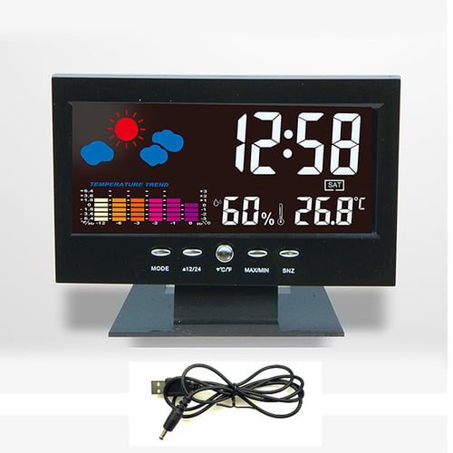Large Color Screen Lcd Digital Alarm Table Clock Weather Forecast Snooze Temperature Humidity Backlight Large Color Screen Lcd Digital Alarm, Alarm Clock Weather
