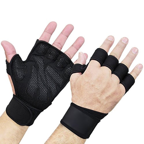 Leather Weight Lifting Gloves Gym Training Body Building Fitness Strap Padded 
