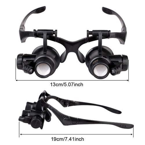 10X 15X 25X Hands Free Magnifier Loupe Lens LED Glasses Head-Mounted Repair Loup 