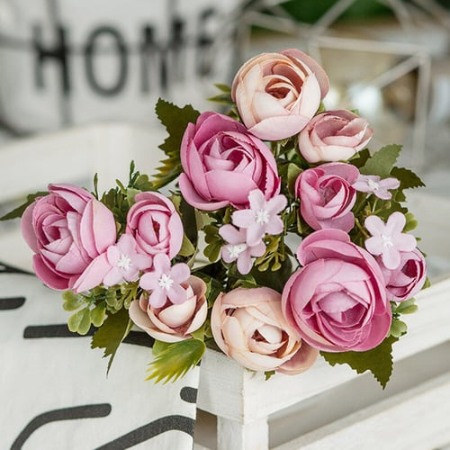 Artificial Silk Flowers Tea Rose Wedding Bouquet Garden Party Home Decor 