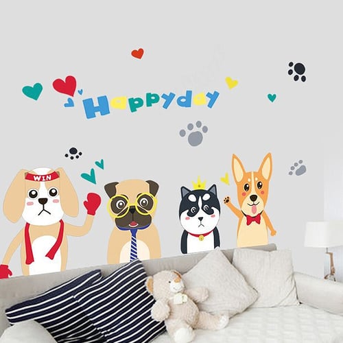 Cartoon Dogs Paw Wall Decals For Kids Rooms Car Door Home Decoration Pvc Animal 