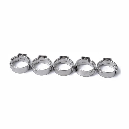 10pcs Single Ear Stainless Steel Hydraulic Hose Clamp Fuel Air Water Pipe O Clip