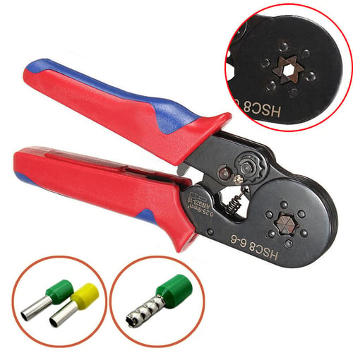Six Mandrel Pliers Ratchet Ferrule Crimping Wire AWG23-10 Crimper Tool Popular 