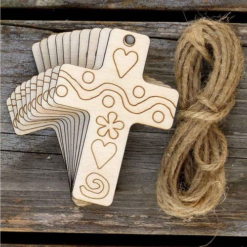 Wooden Diy Cross Shape Hanging Pendant