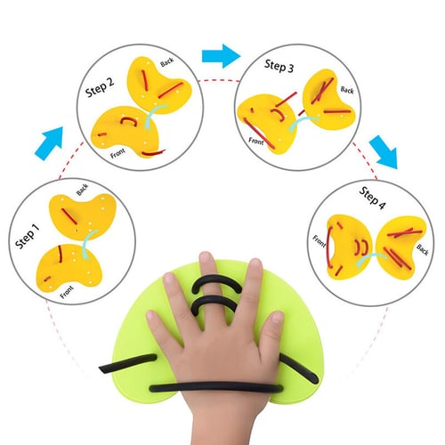 Swimming Hand Paddles Adjustable PP Web Gloves Diving Training Hand Fin 2 Pcs 