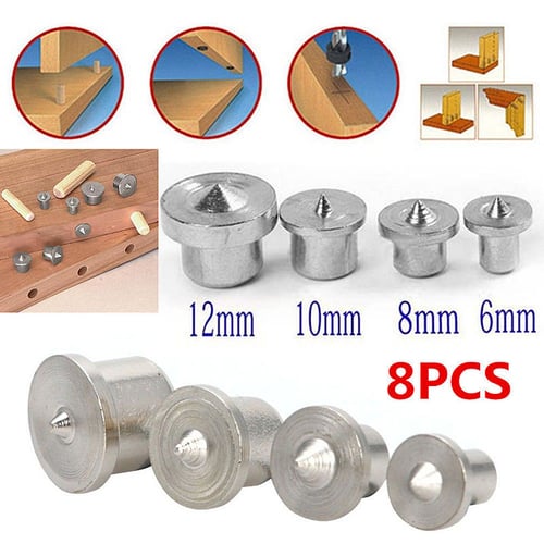 8PCS/Set Dowel Pins Center Point Woodworking Craft Clamp Steel Tools 6/8/10/12mm 