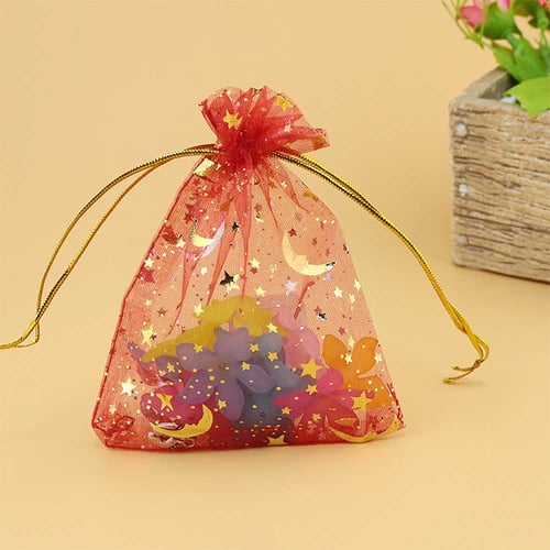 100PCS Bags With Drawstring Mesh Jewelry Pouches Small Gift Bags For Wedding 
