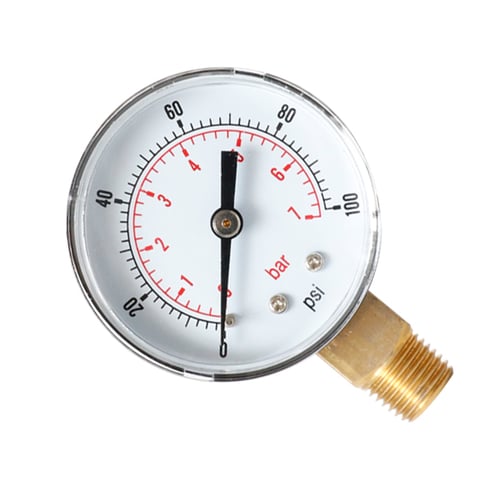 0-100psi 0-7bar Air Pressure Gauge 1/4BSPT Water/Oil/Gas Radial Pressure Gauge^ 