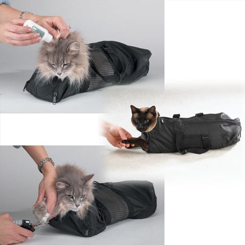 Pet Cat Grooming Nail Clipping Bathing Restraint Bag No Bite Scratch Fitted Mesh 