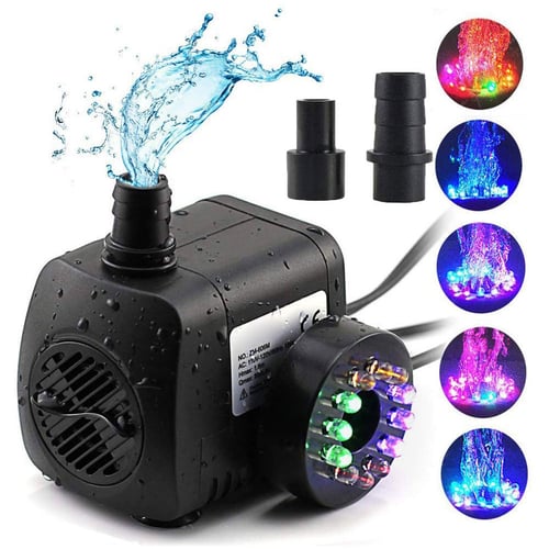 15W Submersible Water Pump with 12 LED Light for Fountain Pool Garden Pond Fish 