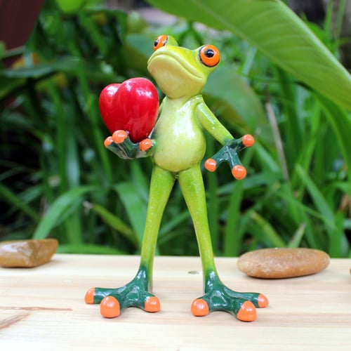 Resin Creative 3D Craft Frog Figurine Home Office Desktop Decoration 