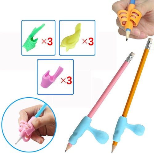 5PCS 2/3-finger Grip Silicone Baby Pen Pencil Holder Help Learning Writing Tools 