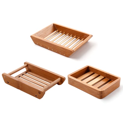 Wooden Soap Dish Storage Tray Holder Mildewproof Draining Rack Plate Bath Shower 