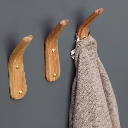 Wooden Towel Coat Hook  Clothes  Hat Hanger Towel Rack Single Organizer Hangers