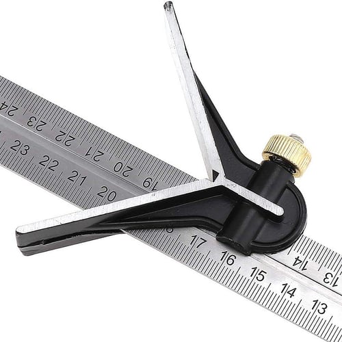 2# Fdit Multifunction Combination Square Set of 4 T SquareAdjustable Sliding Combination Square Square Ruler Protractor Level Measure Measuring 