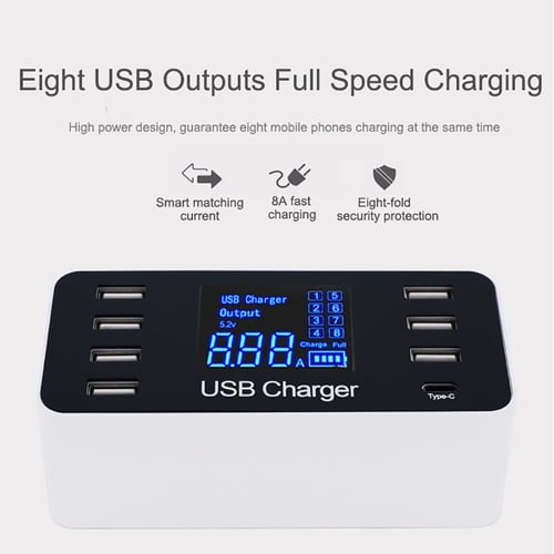 Tjh Usb Wall Charger For Smart Mobile Phone Fast Charging Dock Station 8 Ports Multi Hub Quick Charge - Usb Charging Wall Dock