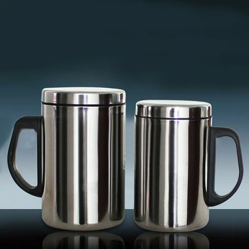 Double Walled Stainless Steel Travel Mug & Lid Thermal Insulated Cup Camping 