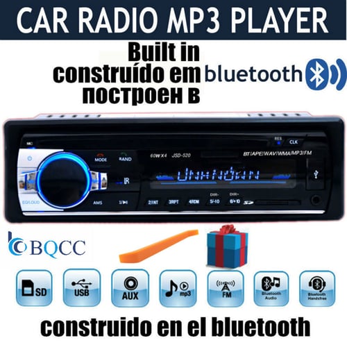 1Din 12V Car MP3 Radio Audio Player Built-in 2Speaker Stereo FM USB/TF Card Port