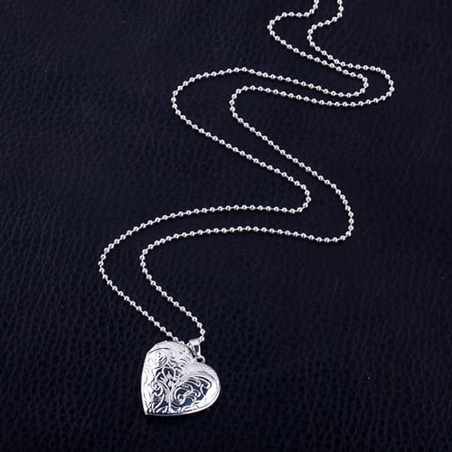 Photo Frames Opened Locket Heart Pendant Necklace Jewelry Women Valentine's Gift 