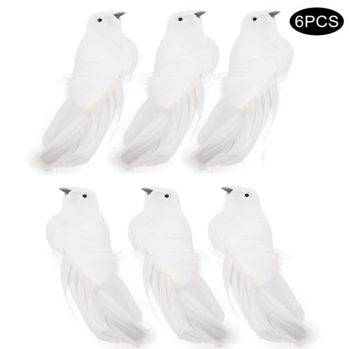 Artificial Bird,12pcs Simulation Bird White Dove Christmas Supplies Decoration Craft Birds with Metal Clip DIY Craft for Christmas Wedding Decoration Party Accessories