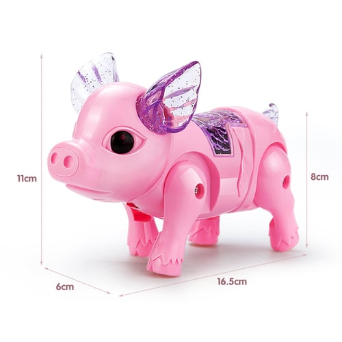 VESNIBA Electric Light Music Walking Pig Toy Luminous Cartoon Pink Pig Singing With Colorful Flashing with Lead for Children with Leash Kids Interactive Toy