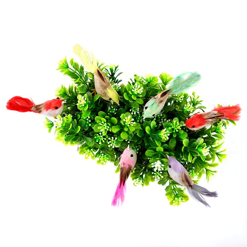 24pcs Mini Artificial Birds Fake Decor Home Garden Ornaments Multicolor Craft 