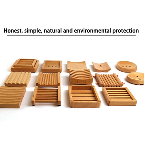 Natural Bamboo Wood Soap Dish Storage Soap Holder Bath Shower Plate  Bathroom 