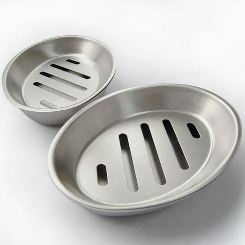 Stainless Steel Soap Dish Tray Double Draining Soap Box Holder Bathroom Kitchen 