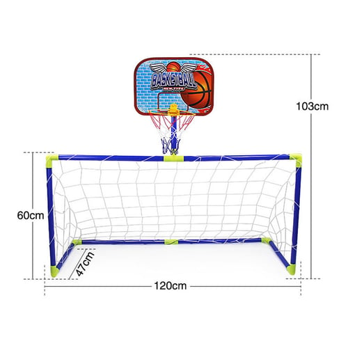 4-In-1 Kid Basketball/Soccer Goal/Ring Toss Set Toddler Hoop Stand Sport Toy 