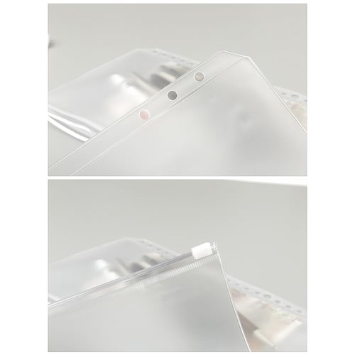 12PCS Binder A5 A6 A7 Binder Zipper Folders 6-Ring Transparent Loose Leaf Pouch 