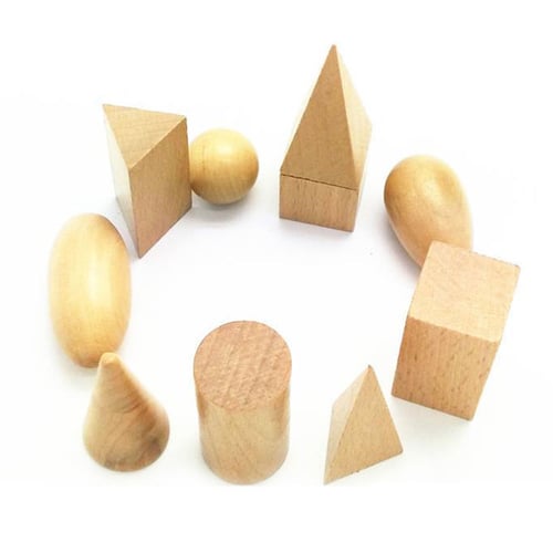 10Pcs/Set Chid Wooden Geometric Shapes Solids Blocks Of Learning Cognitive Toys 