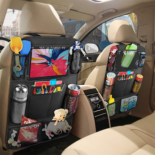 Car Seat Back Bag Organizer Storage iPad Phone Holder Multi-Pocket Hanging Black 
