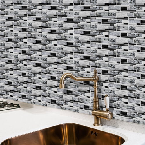 9Pcs Kitchen Tile Stickers Bathroom Mosaic Sticker 3D Self-adhesive Wall Decor